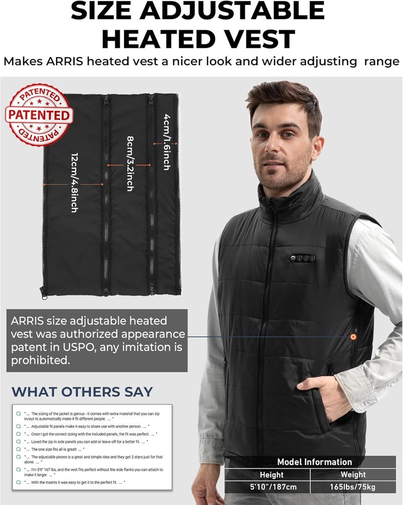 ARRIS Heated Vest with Patented Size Adjustable Design For Men and Women - Image 3